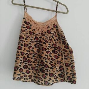Leopard Print Lace Cami Top